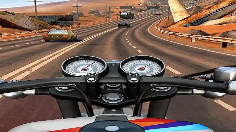 تحميل لعبة moto rider go highway traffic مهكرة للاندرويد