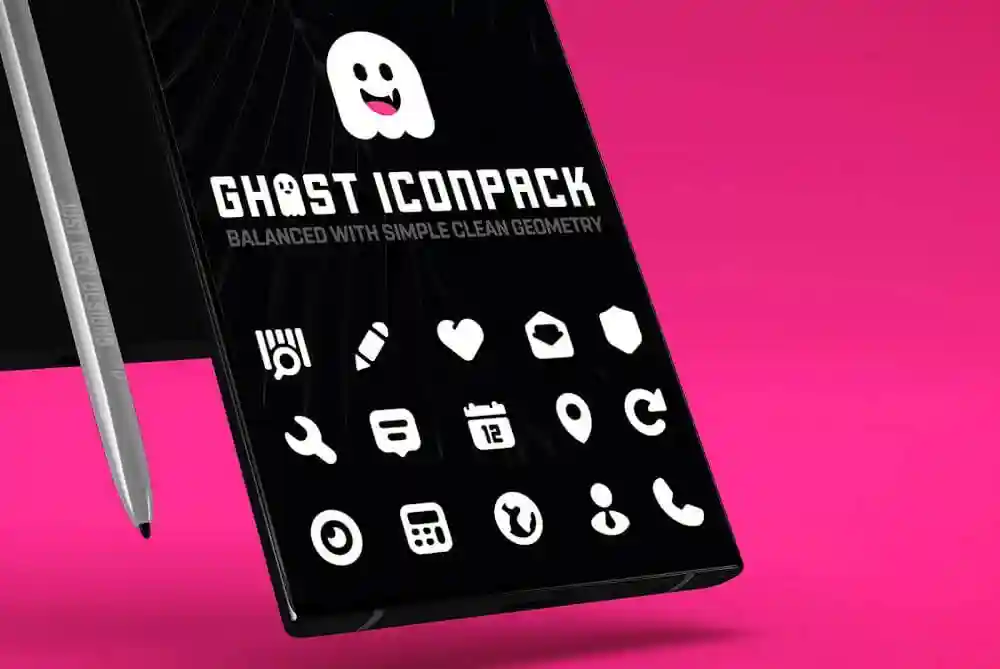 تحميل Ghost IconPack مهكر 2022 اخر اصدار للاندرويد